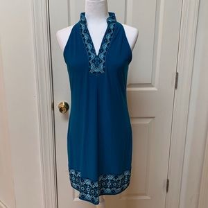 WHBM Teal Dress with Beading & Embroidered Detail